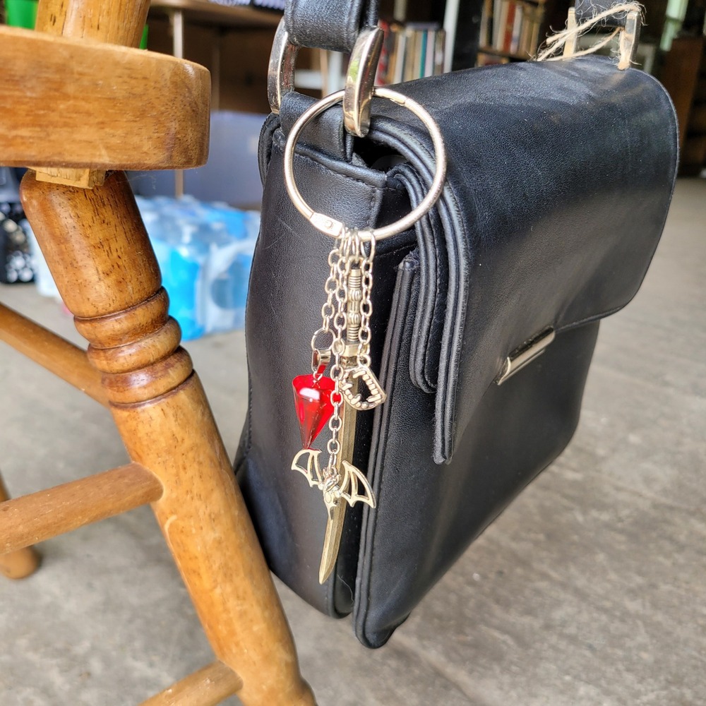 Handmade vampire themed silver keychain goth romantic vampy whimsigoth spooky - Picture 9 of 9